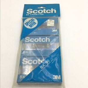 New Old Stock Scotch BX 90 Blank Cassette Tapes 3 Pack